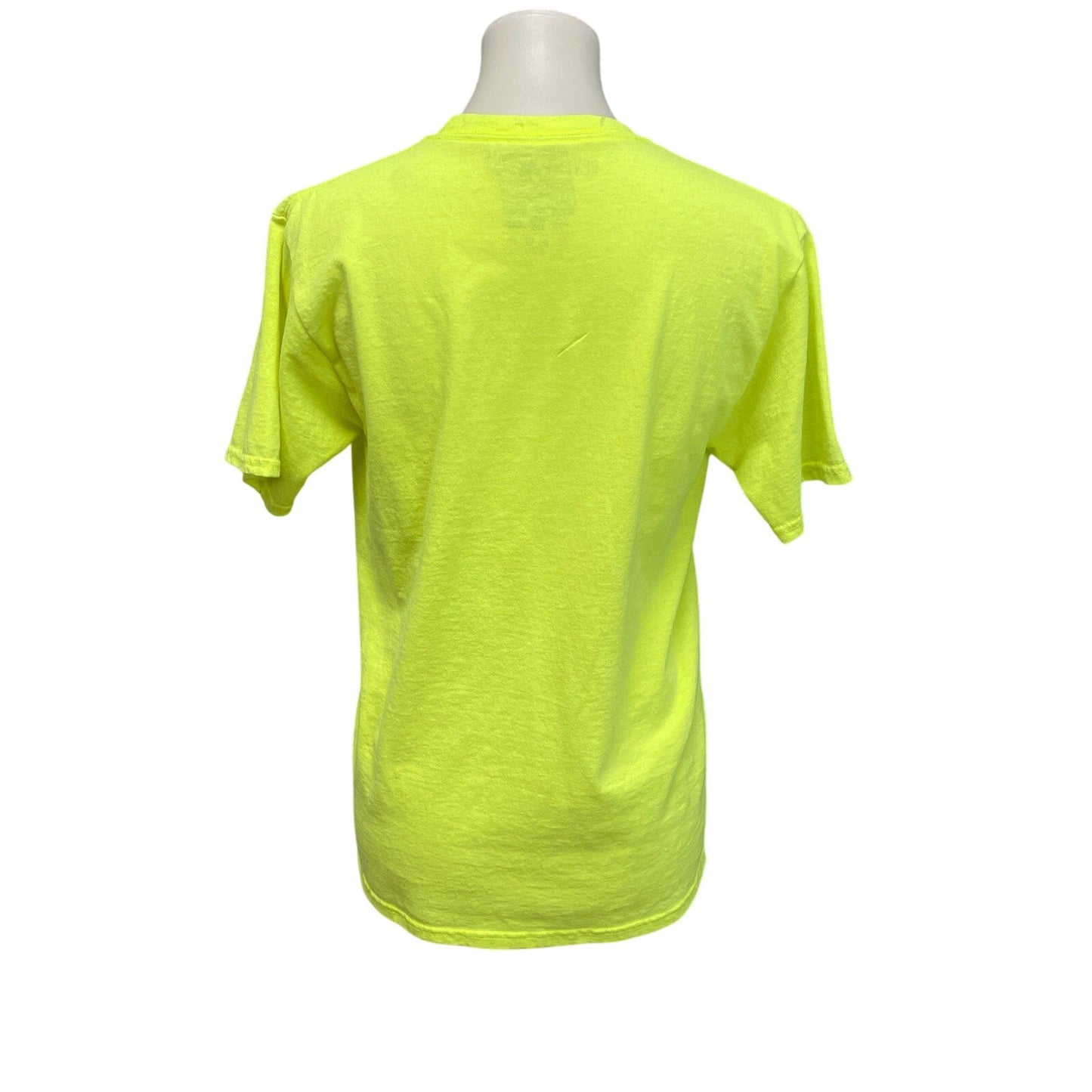 Hand Printed Upcycled Kids XXL Dragonfly Neon Yellow Short Sleeve Tee Shirt
