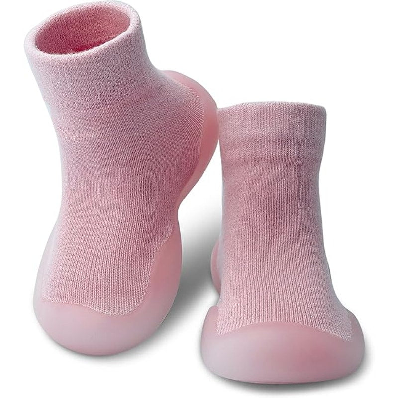 Dookeh Toddler Girls Size 5 Pink Sneakers Non Slip Soft Sole Sock Shoes
