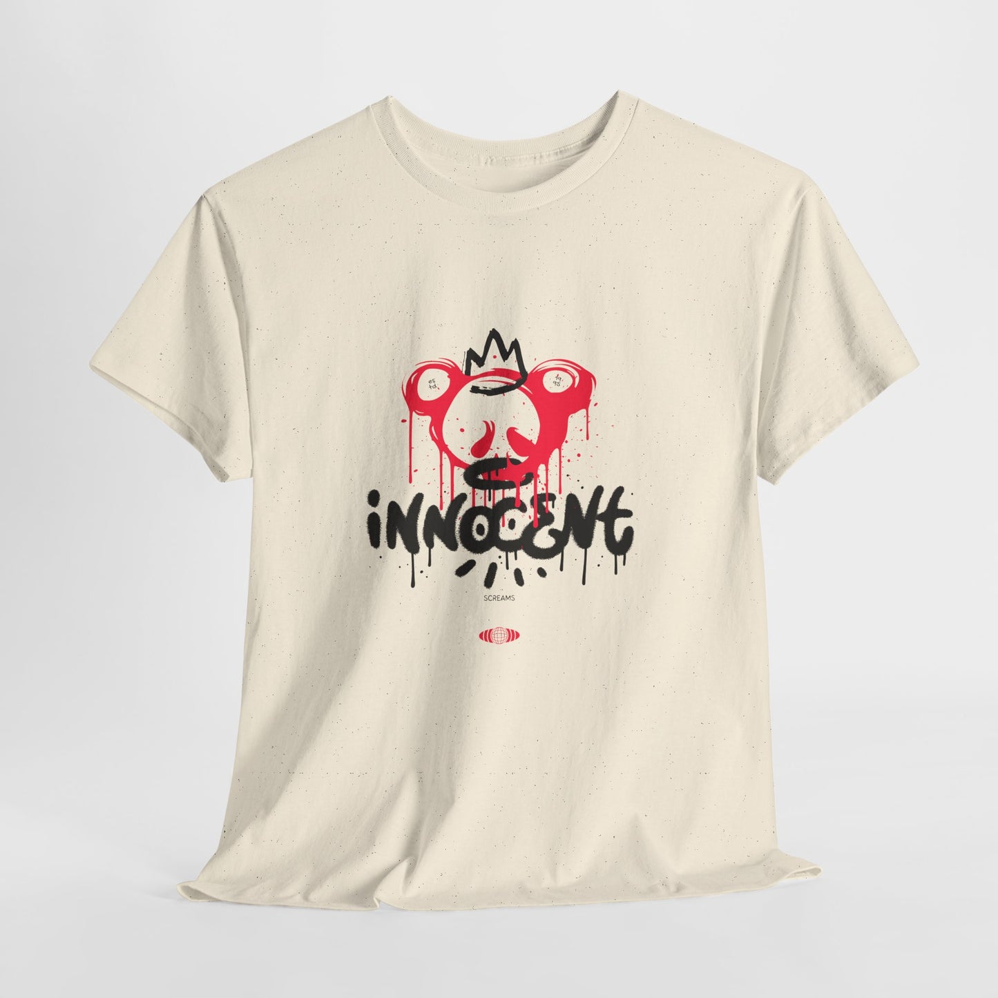 Edgy Graphic Tee: 'Innocent' Design, Urban Fashion, Streetwear, Unisex Cotton T-Shirt, Music Festivals, Casual Wear