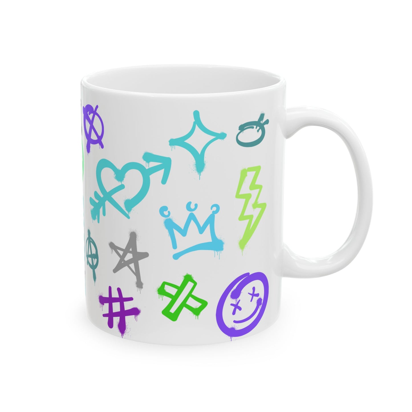 SMILE Vibrant Graffiti Ceramic Mug, Art Mug, Unique Gift, Inspirational Mug, Coffee Cup, Fun Drinkware