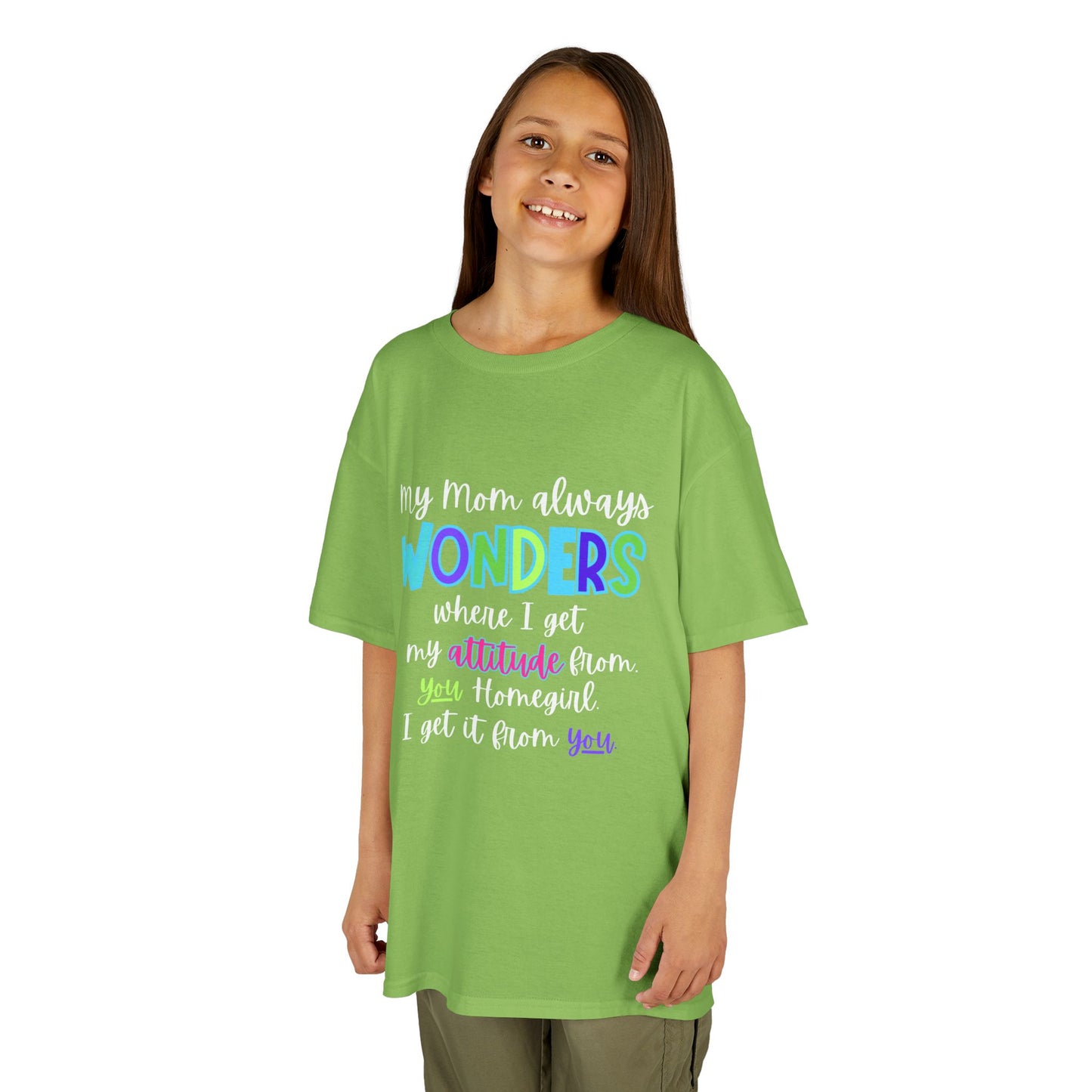 Colorful Kids Tee: 'My Mom Wonders Where I Get My Attitude From' | Fun Gift for Birthdays, Holidays, Everyday Wear, Unique Kids Apparel