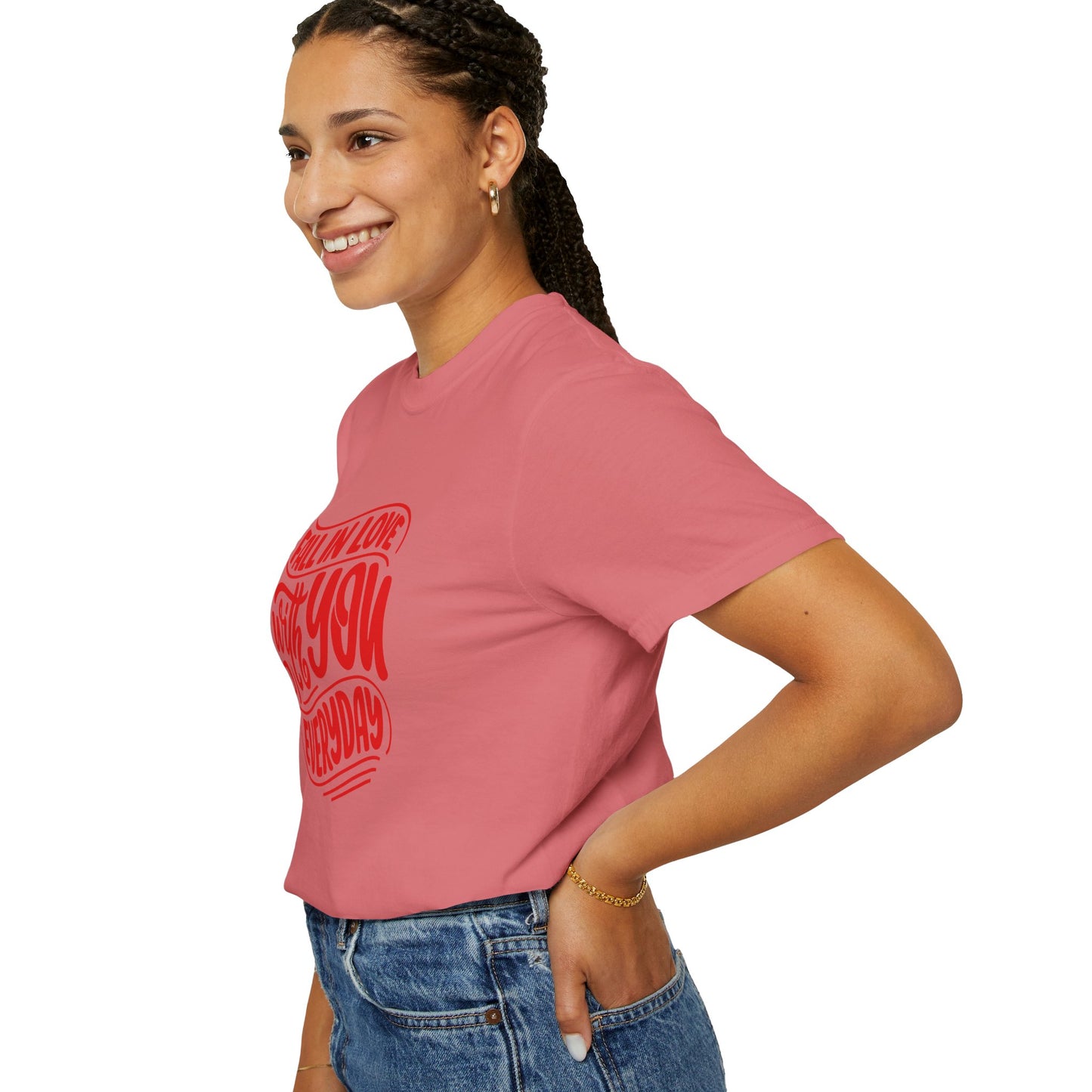 Fall in Love with YOU Quote T-shirt for Couples, Valentine's Day, Gifts for Him/Her, Casual Everyday Wear, Comfortable Unisex Tee