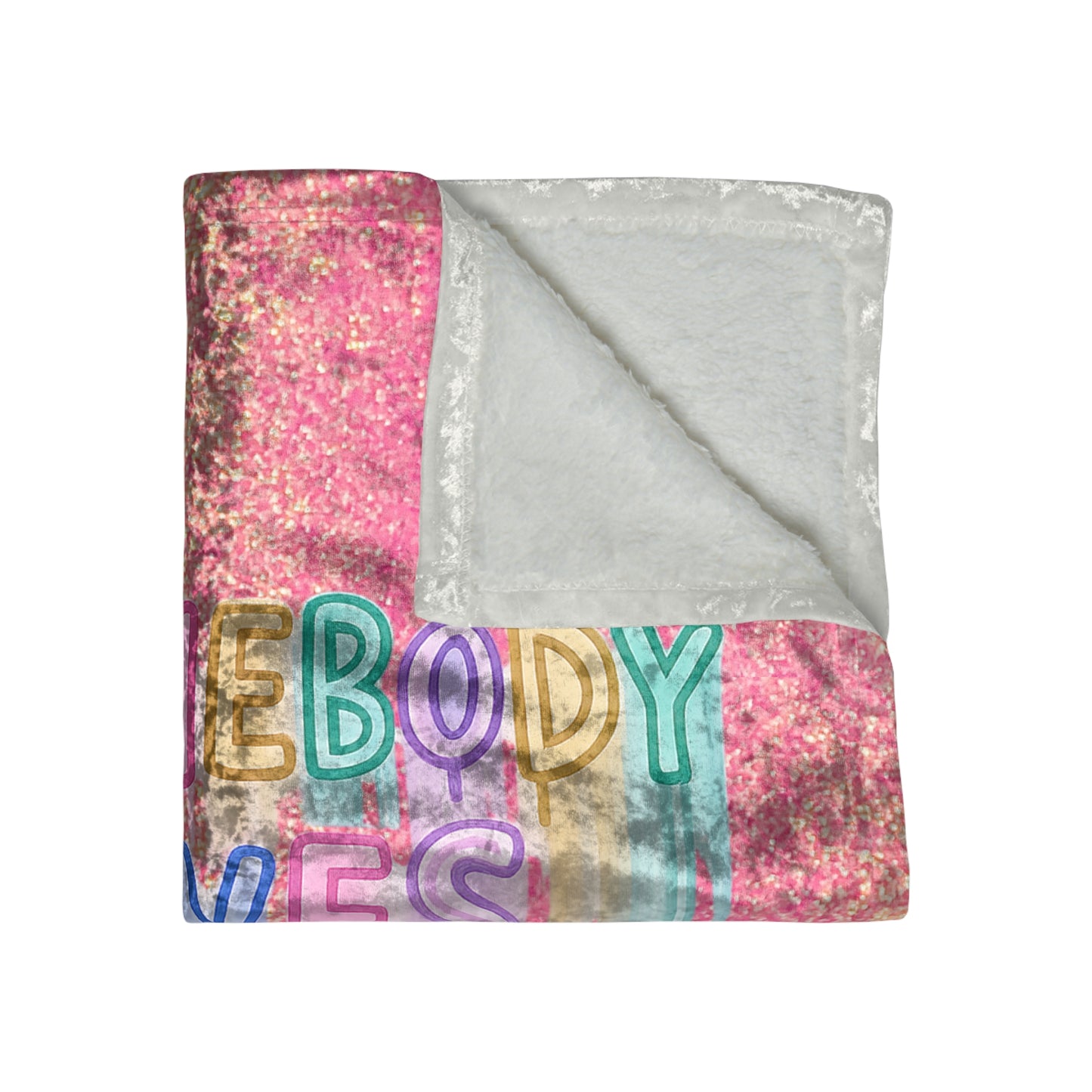 Pink Crushed Velvet Blanket — 'Somebody Loves You' Shiny Pink Cozy Throw