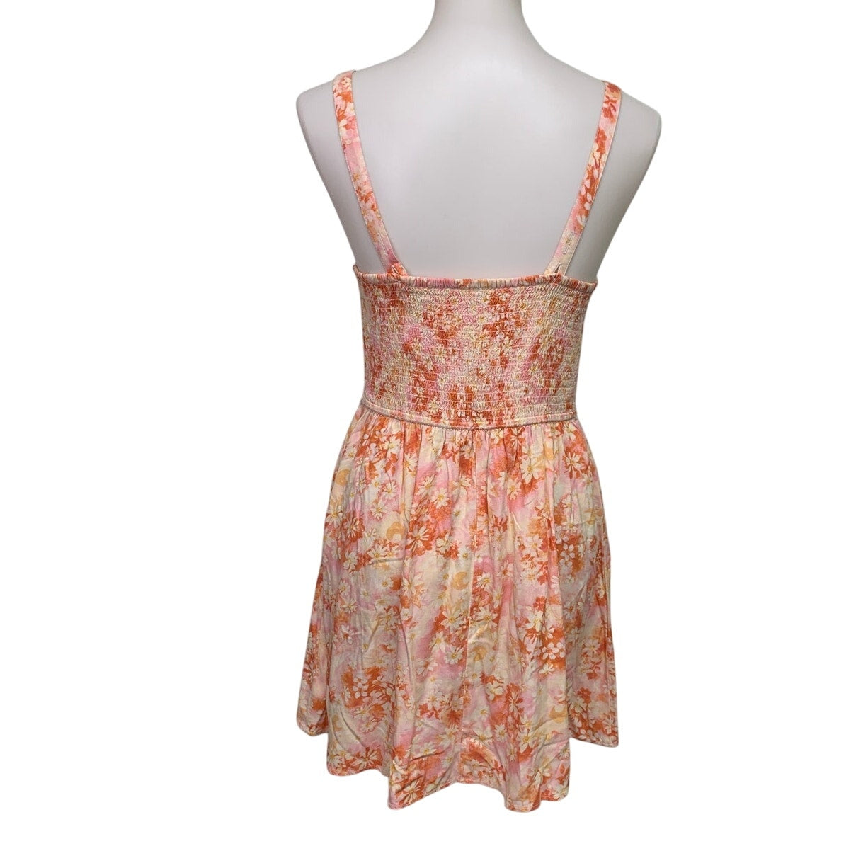 New American Eagle Womens Medium Adjustable Strap Floral Ruched Cotton Dress