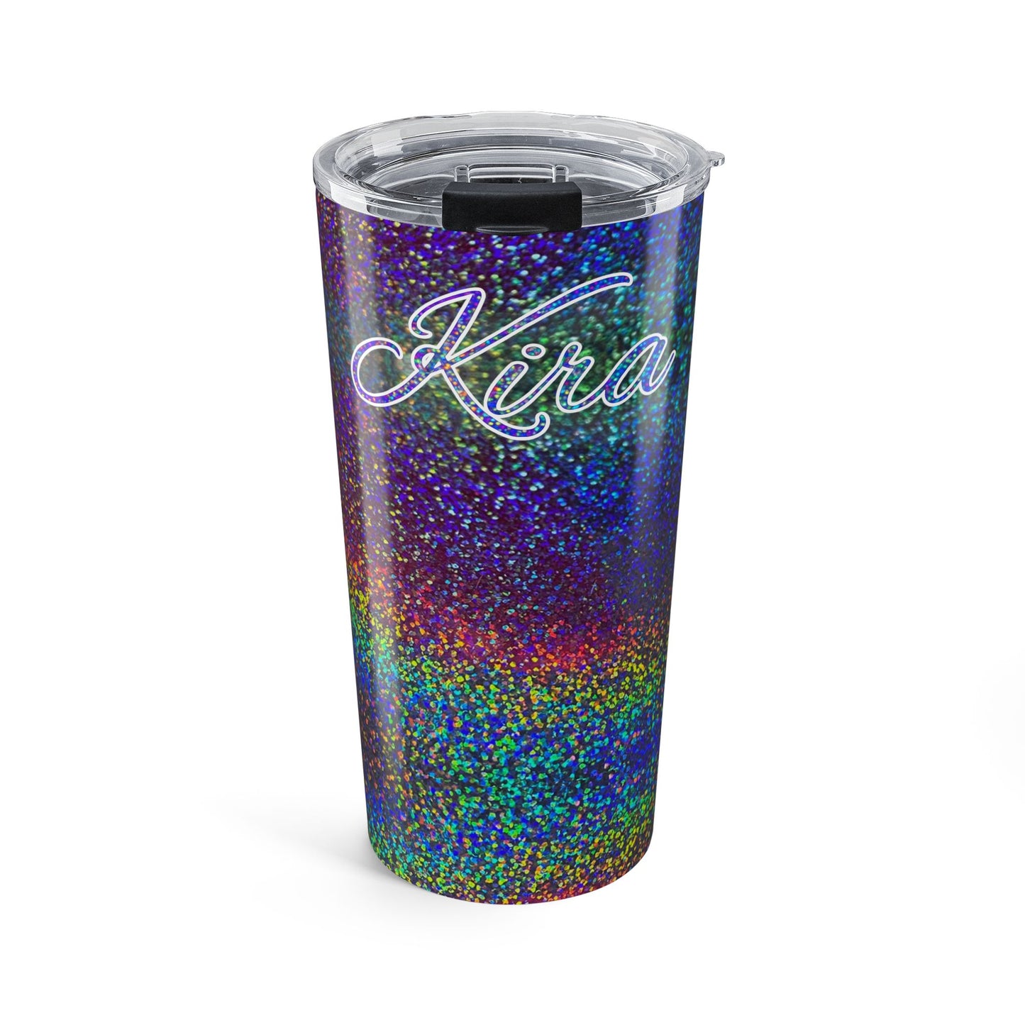 Personalized Sparkle Name Tumbler 20oz | Glitter Rainbow Ombre Drinkware