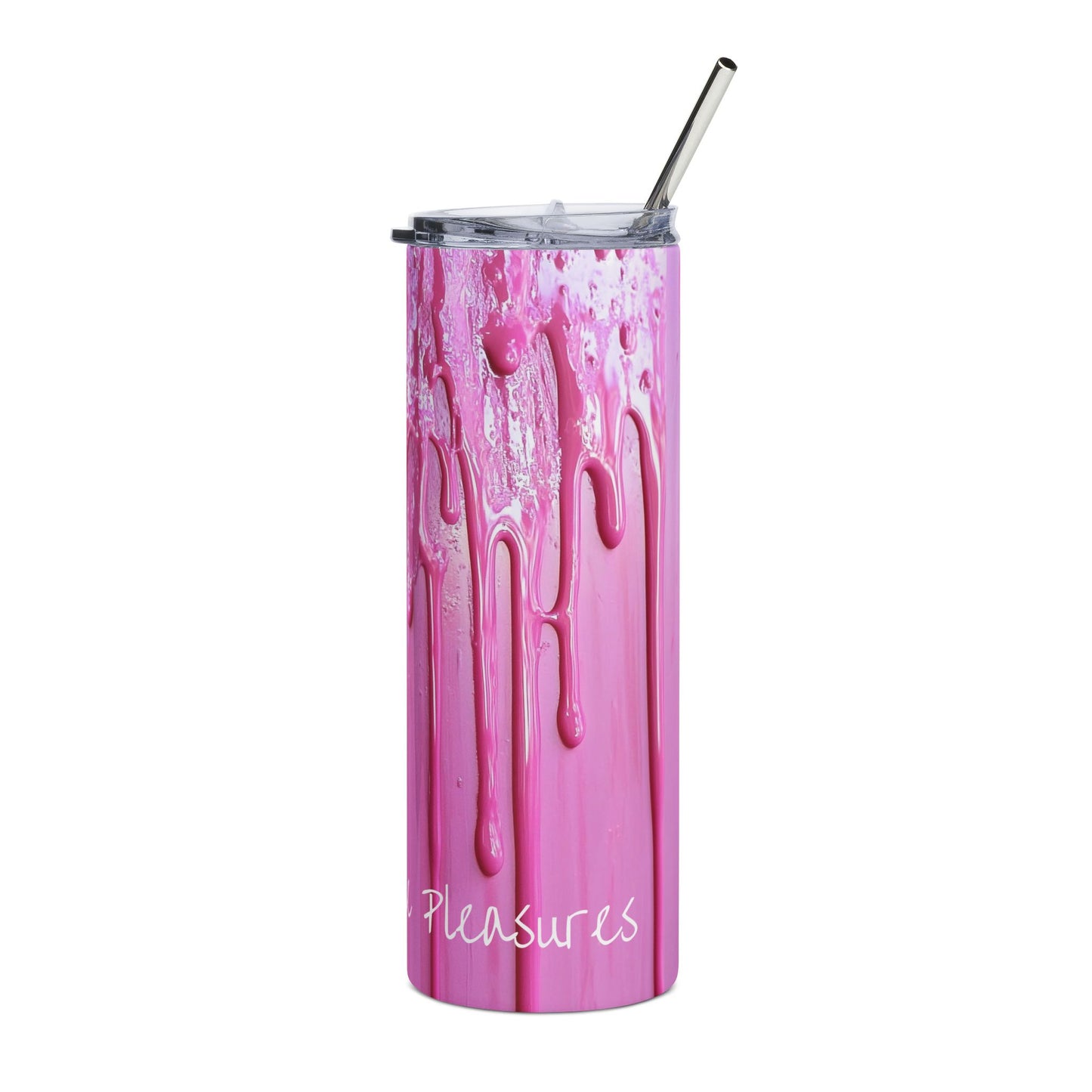 Simple Pleasures Pink Dripping Paint Tumbler 20oz Stainless Steel