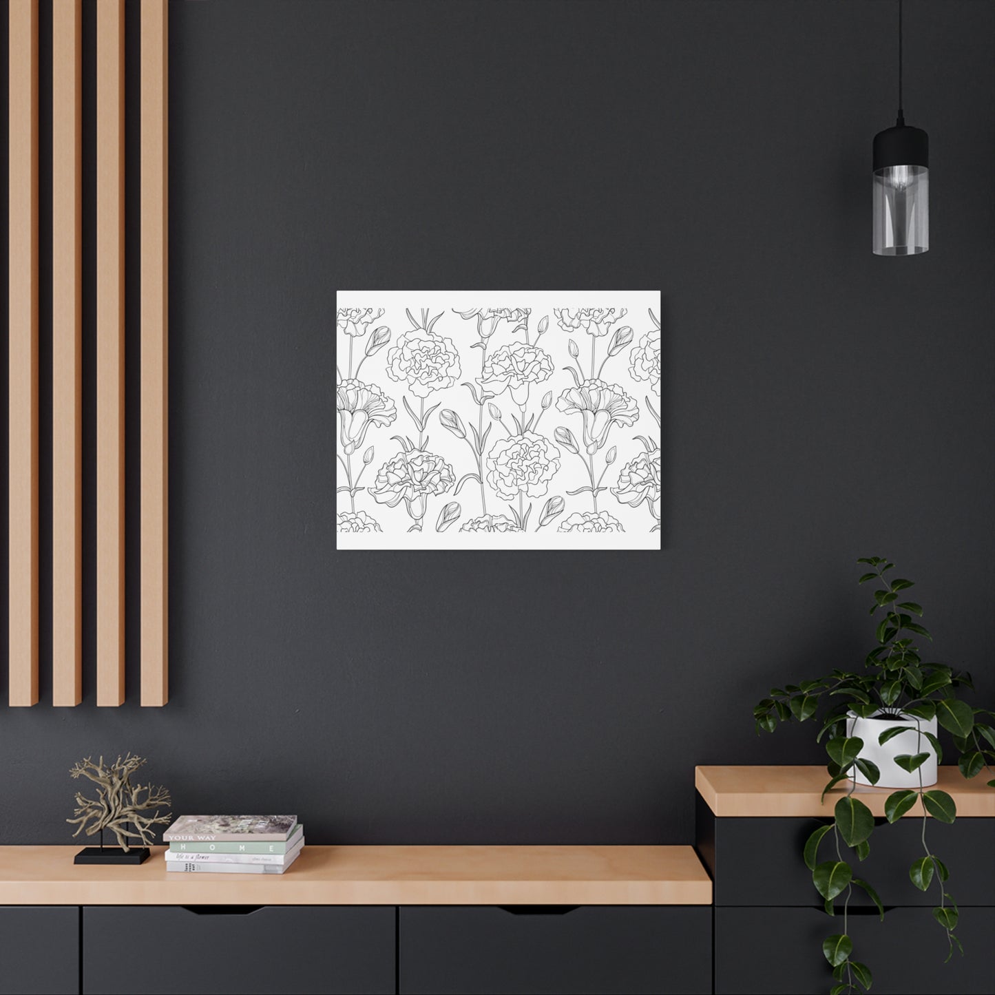 Floral Canvas Art, Stretched Wall Decor, Home Gift, Botanical Print, Modern Design, Matte Finish