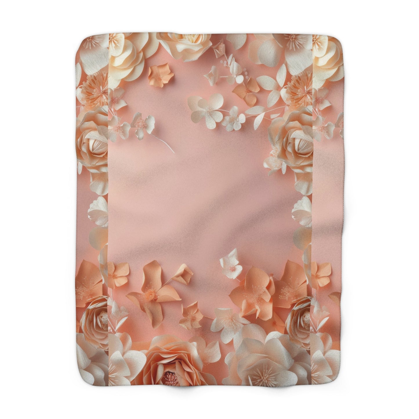 Blush Rose Floral Sherpa Blanket Peach Vintage Flower Pattern