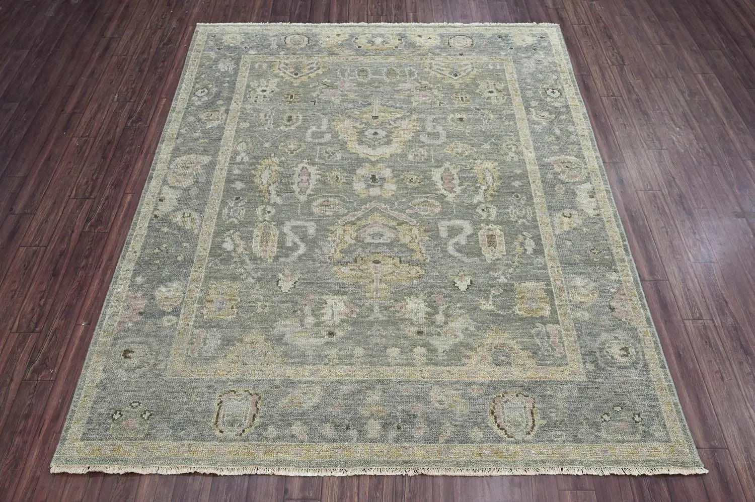 Multi Size Moss Hand Knotted Traditional Oushak Wool Oriental Area Rug-3
