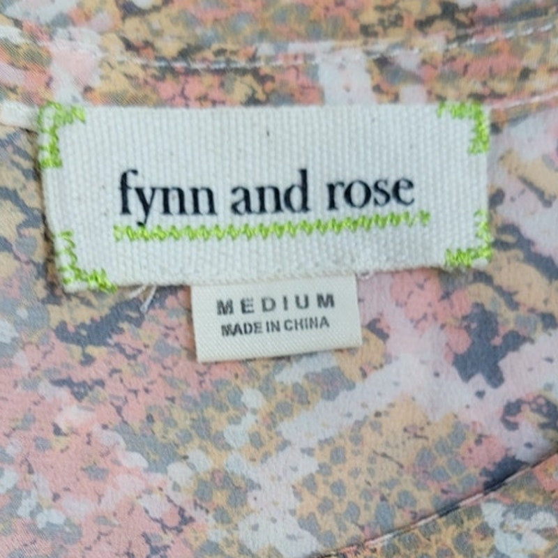 Fynn And Rose Womens Medium Pastel Snake Skin Back Zipper Short Sleeve Top
