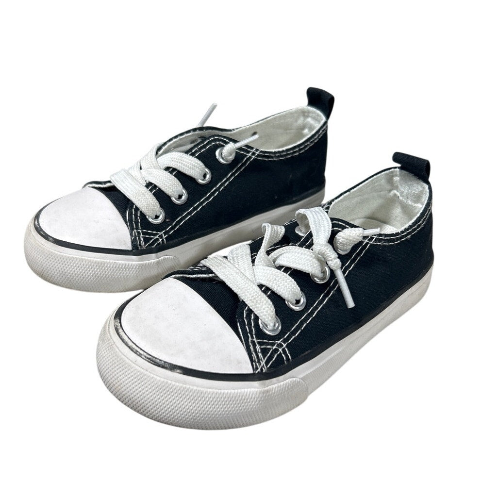 Cofopo Toddler Boys Size 6 Black Sneakers Low Top Lace Up Round Toe Canvas Shoes