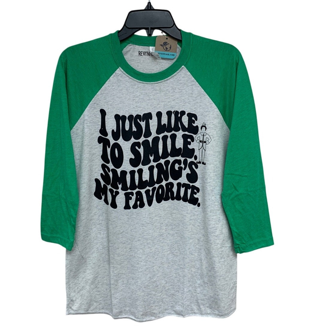 New Hand Printed Womens Small Elf I Just Like To Smile Christmas Favorite Tee
