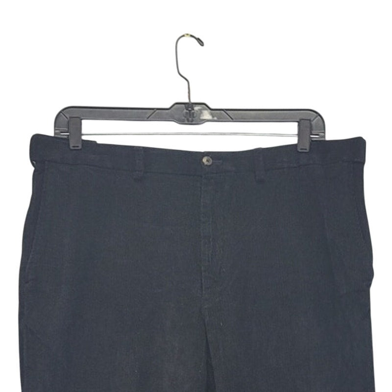 Haggar Mens 42X32 Black 100% Cotton Flat Front Mutli Pocket Corduroy Pants