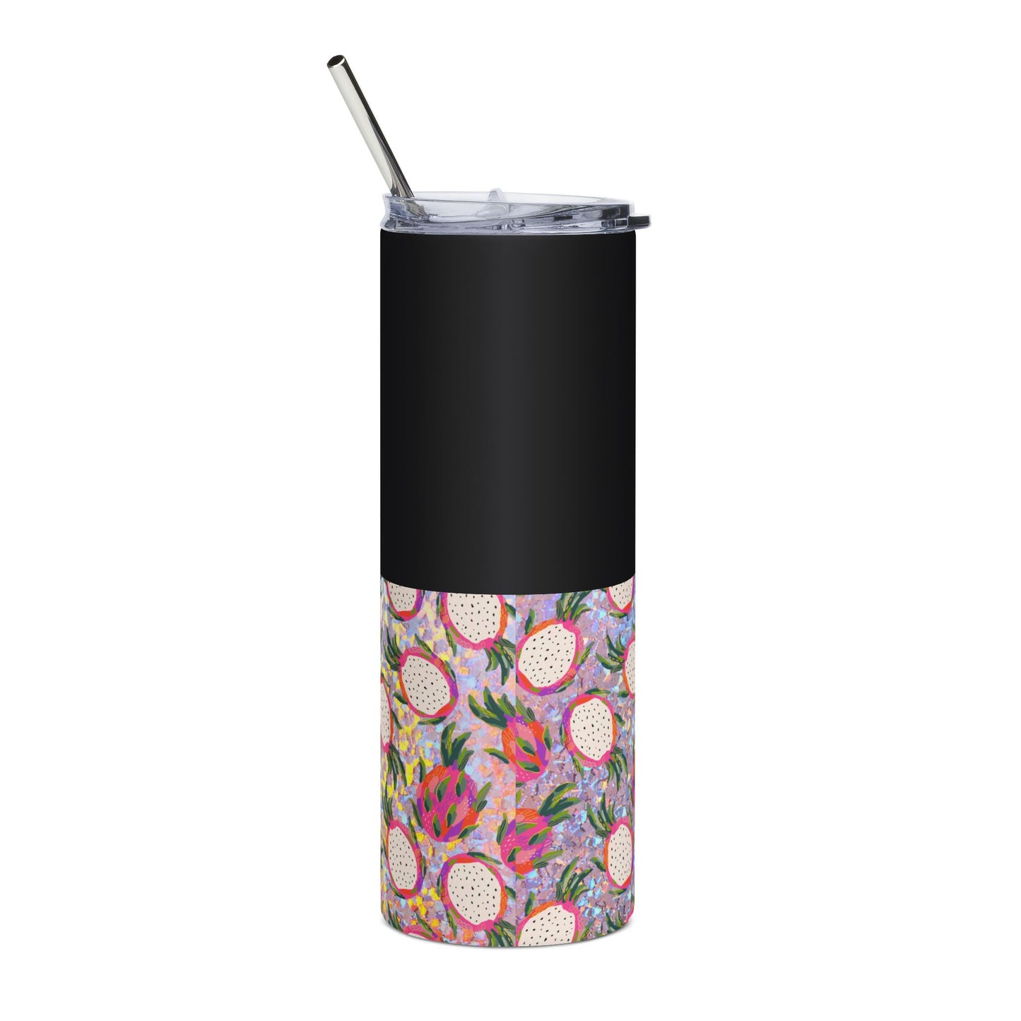 Customized Name Floral Dragon Fruit Tumbler | Stainless Steel 20oz