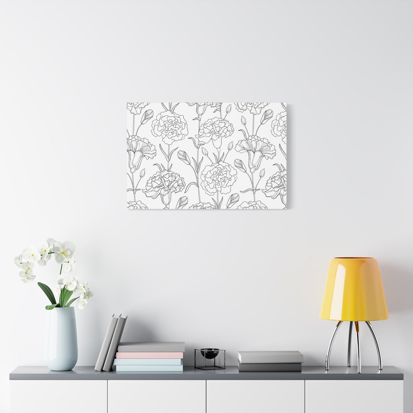Floral Canvas Art, Stretched Wall Decor, Home Gift, Botanical Print, Modern Design, Matte Finish