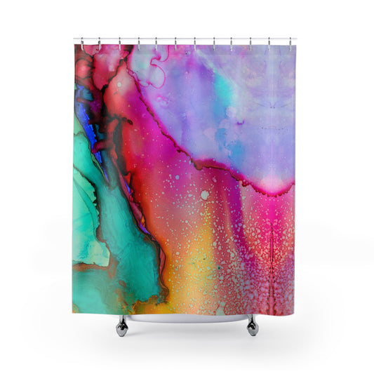 Vibrant Abstract Shower Curtain, Colorful Bathroom Decor, Modern Art Shower Curtain, Gift for Home, Unique Bathroom Accessories