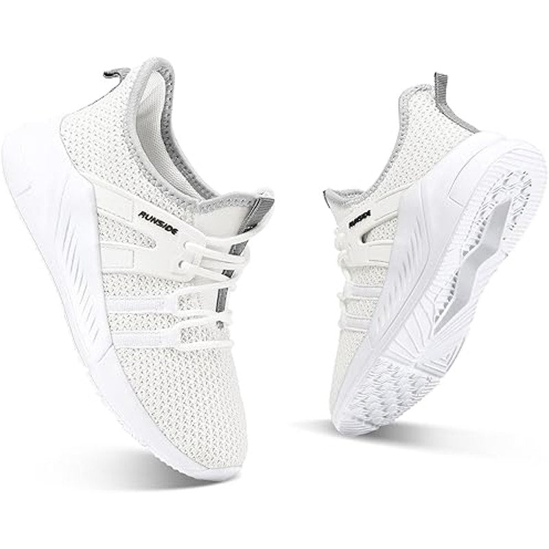 Runside Big Girls Size 1 White Mesh Lace Up Lightweight Breathable Sneaker Shoes