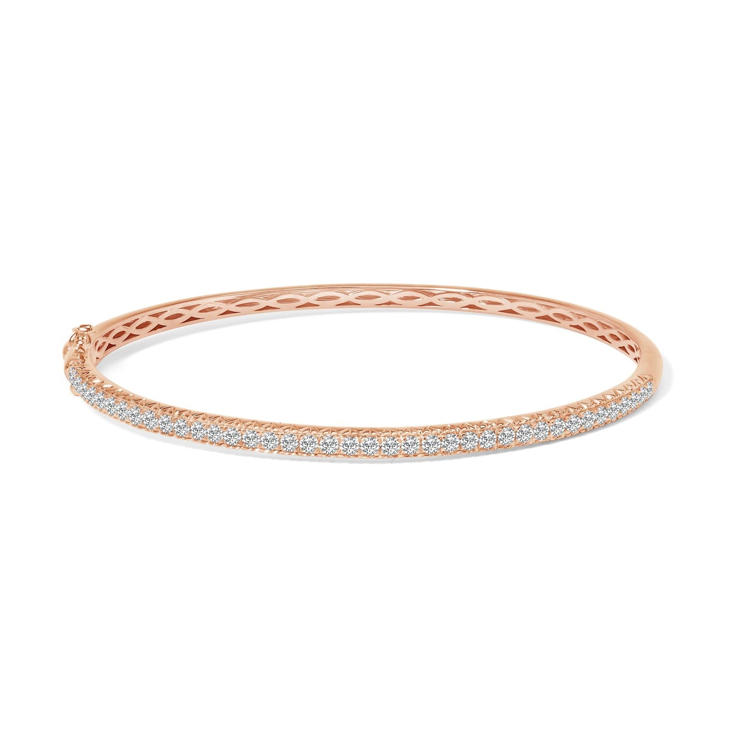14K Gold 1.00 Cttw Half Eternity Diamond Bangle Bracelet (G-H Color, SI2-I1 Clarity) - 7" Inches-2