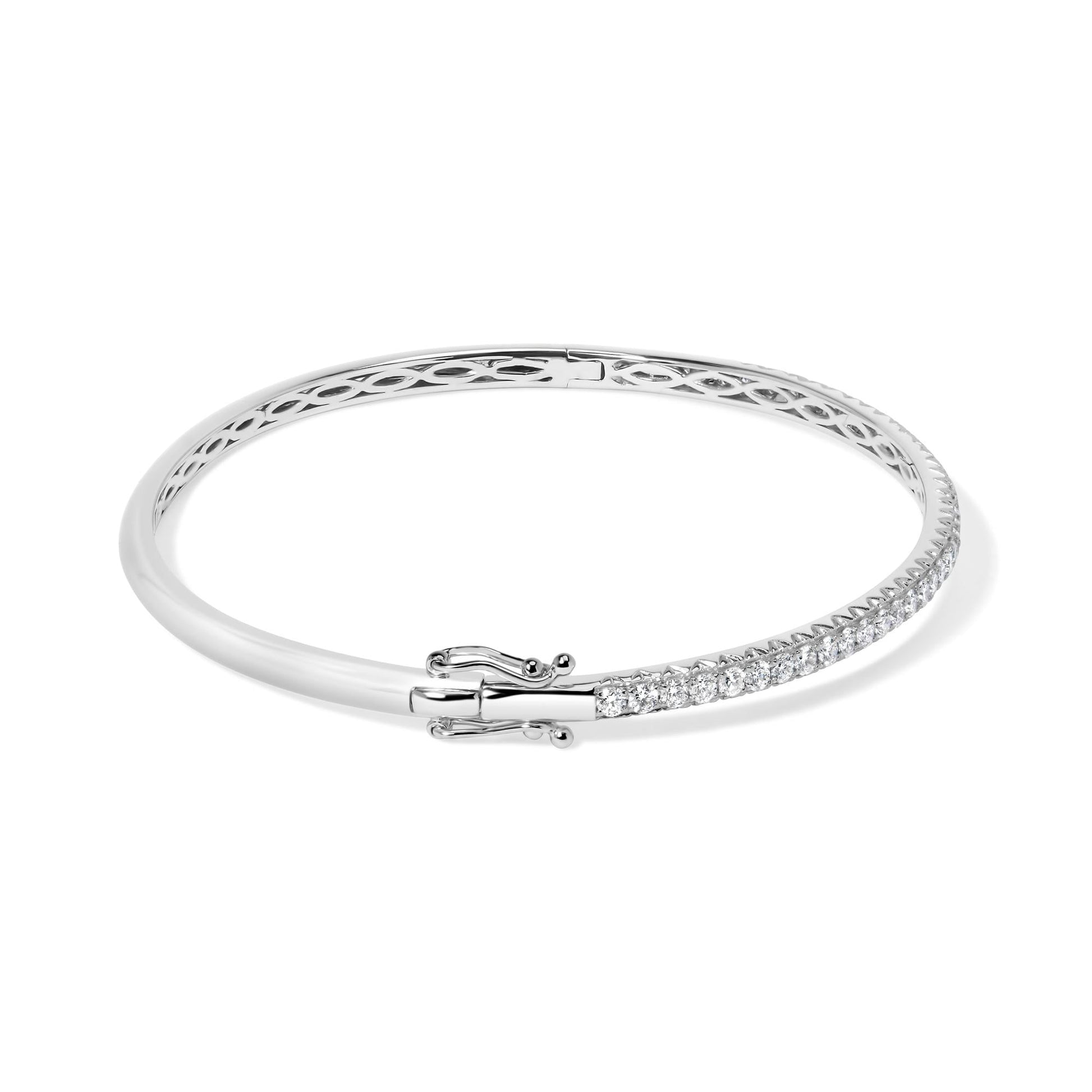 14K Gold 1.00 Cttw Half Eternity Diamond Bangle Bracelet (G-H Color, SI2-I1 Clarity) - 7" Inches-4
