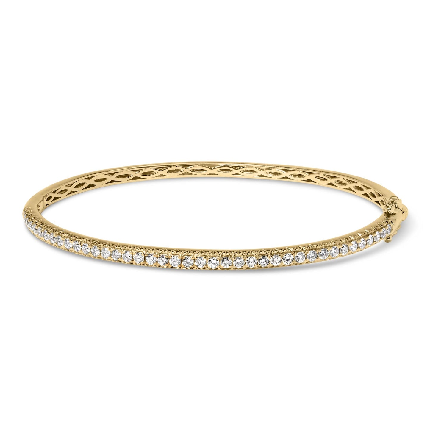 14K Gold 1.00 Cttw Half Eternity Diamond Bangle Bracelet (G-H Color, SI2-I1 Clarity) - 7" Inches-0