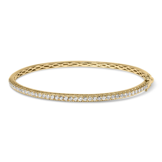14K Gold 1.00 Cttw Half Eternity Diamond Bangle Bracelet (G-H Color, SI2-I1 Clarity) - 7" Inches-0
