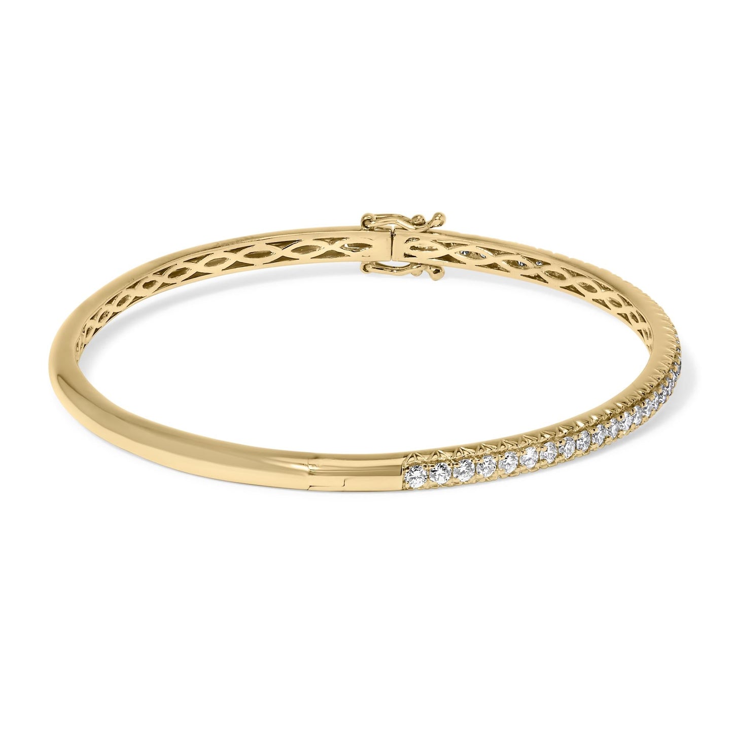 14K Gold 1.00 Cttw Half Eternity Diamond Bangle Bracelet (G-H Color, SI2-I1 Clarity) - 7" Inches-3