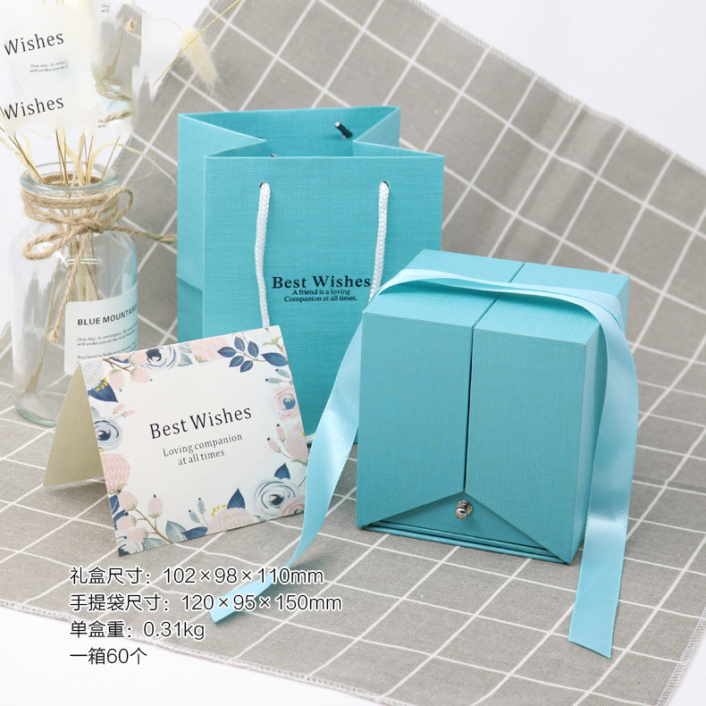 Double Door Eternal Rose Gift Box Jewelry Packaging Box Ring Earnail Necklace Jewelry Box