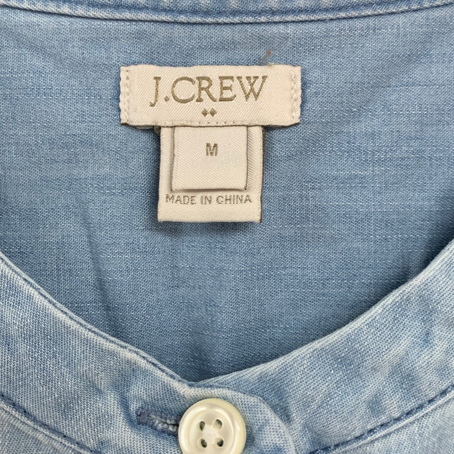 J Crew Womens Medium 100% Cotton Long Sleeve Half Button Midi Denim Shirt Dress