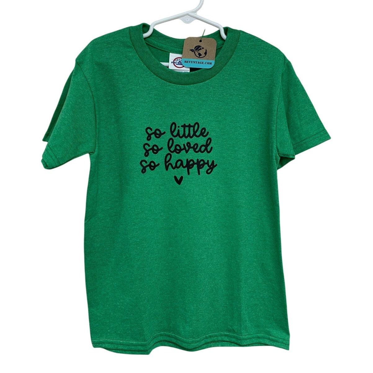 New Hand Printed Girls Small So Little So Loved So Happy Short Sleeve Tee Shirt