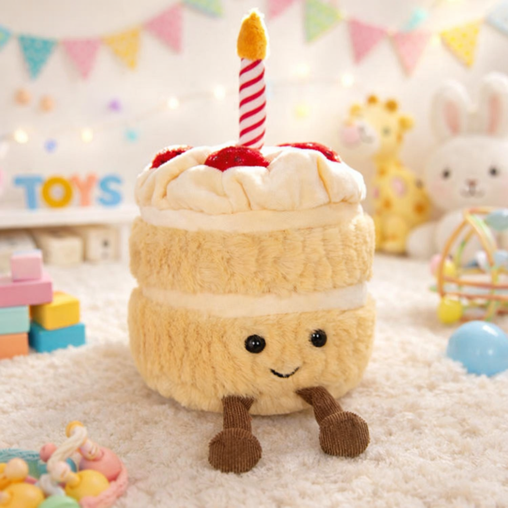 Strawberry Cream Birthday Cake Plush | Aesthetic Keepsake & Pretend Play Toy