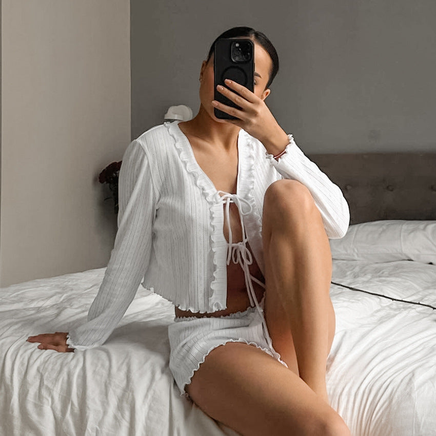 Hollow Jacquard Pajama Set