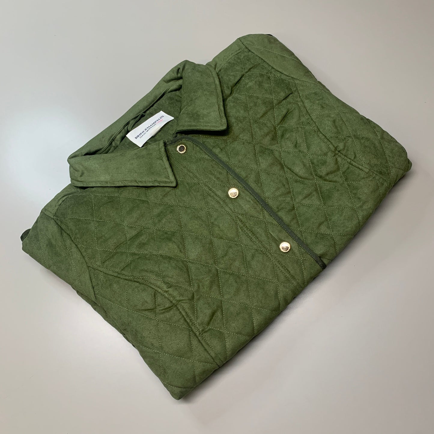 BRIDGE HAMPTON ISSAC MIZRAHI LIVE! Faux Suede Coat Full Snap Up Basil Size 3X
