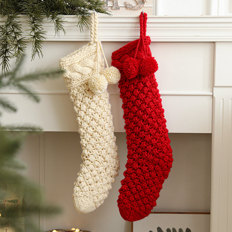 Christmas Stocking Thick Thread Candy Gift Bag Window Decoration Fireplace Pendant