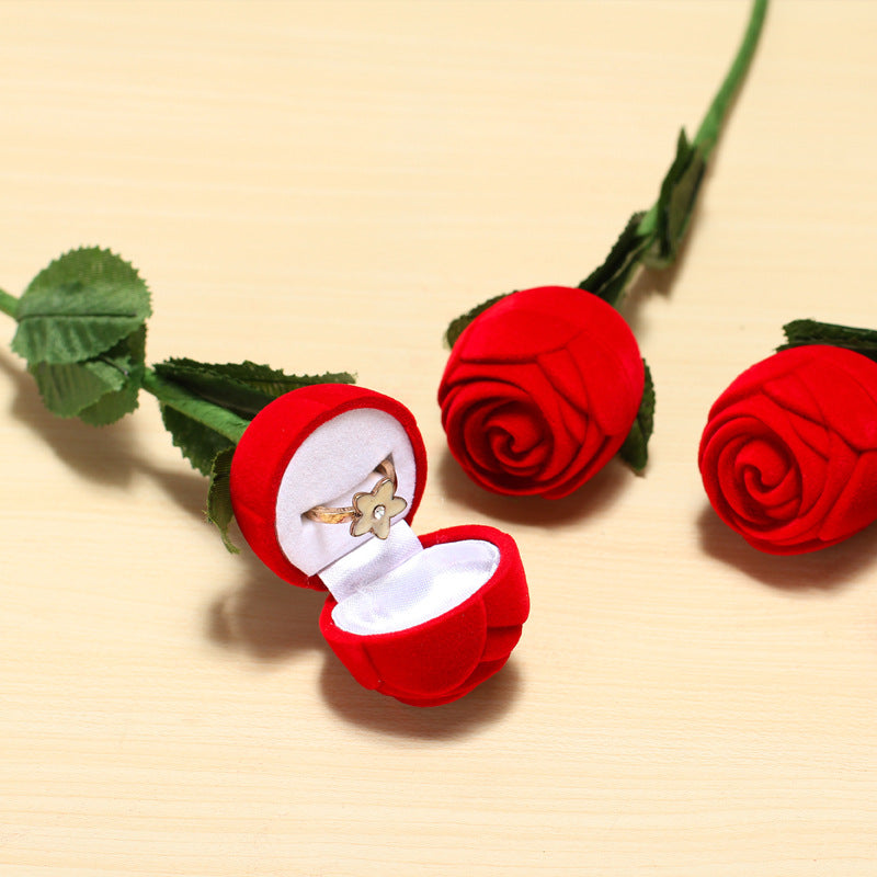 Red Rose Ring Box Valentine's Day Gift Personality Creative Ring Box Proposal Ring Box