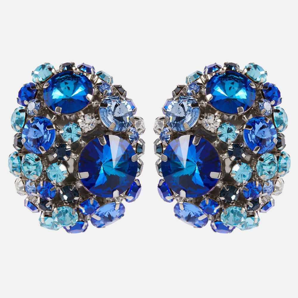 Stonefans Round Crystal Ear Clip No Piercing Jewelry Free Shipping Christmas Gift Colorful Rhinestone Clip Earrings for Women