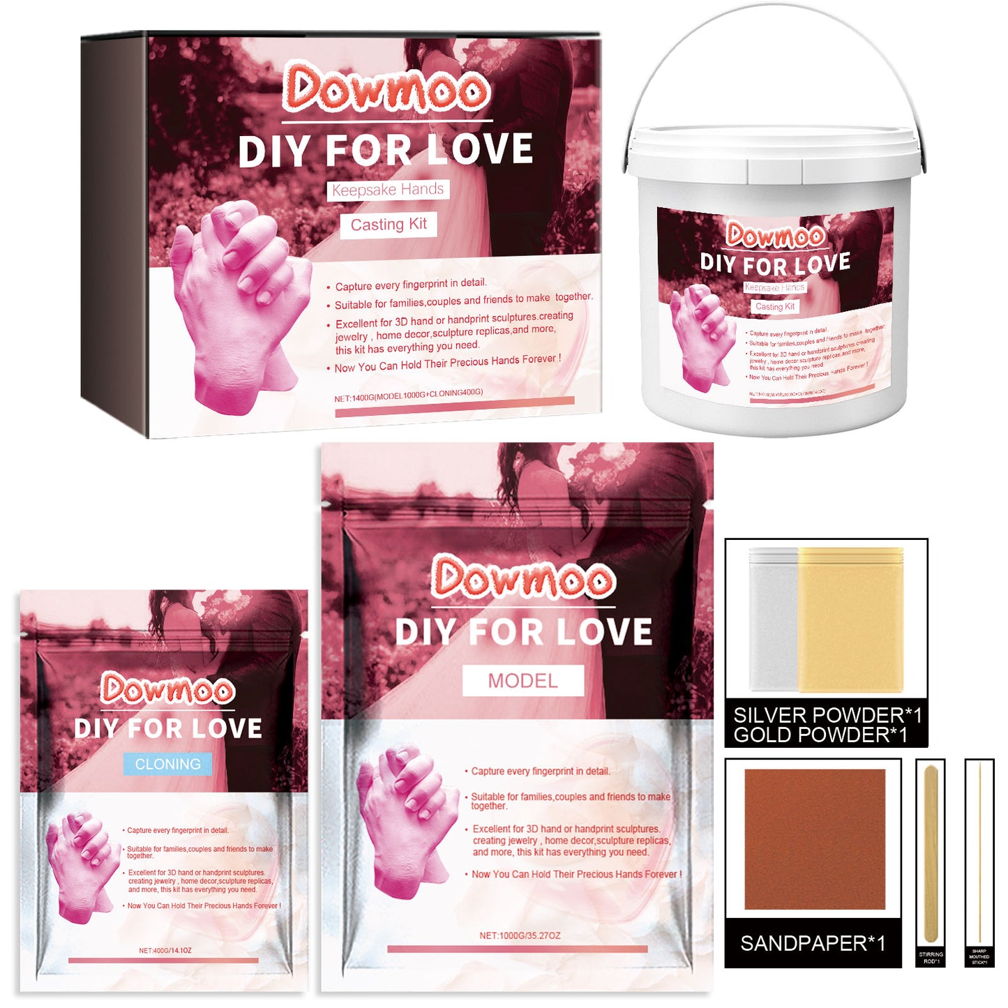 Couple Hand Model Clone Powder, Valentine's Day Diy Gift 3d Hand Model Crafts Creative Home Decoration