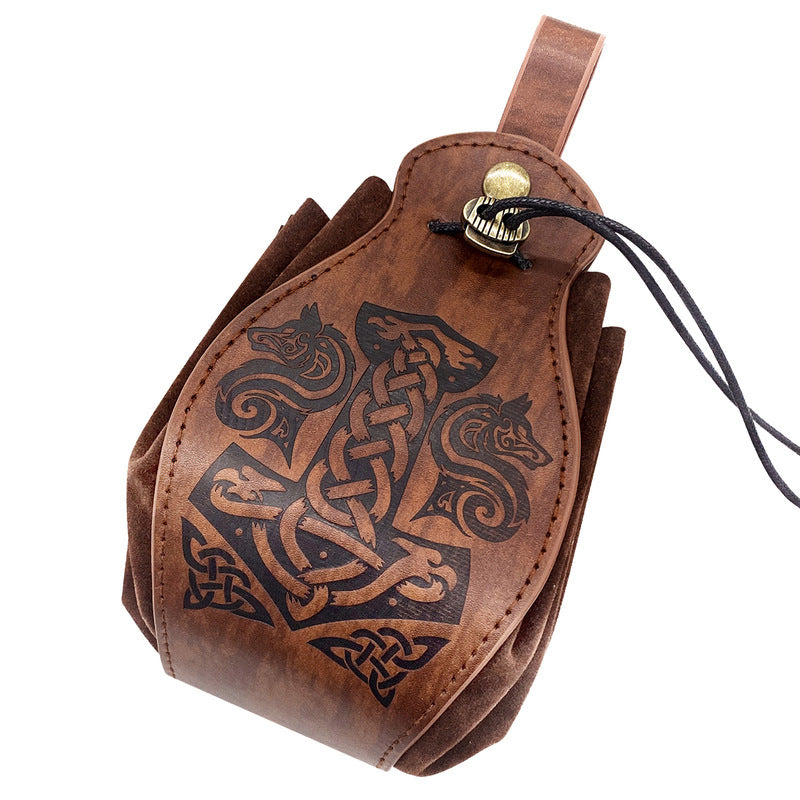 Beautiful 5-Piece Leather DND Dice Tray & Drawstring Pouch Set for RPG Games. A Perfect Gift for Gamers.