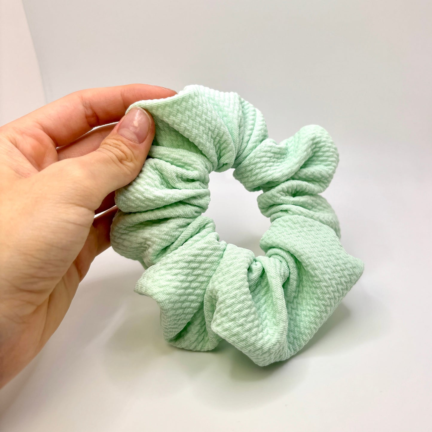 Mini Mint Green Bullet Scrunchie