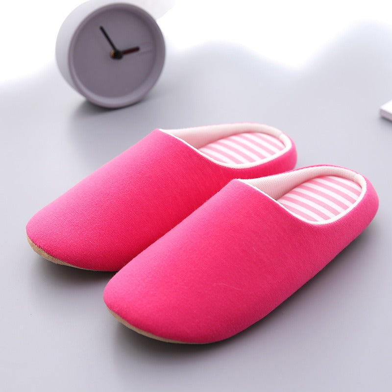 Autumn and winter men and women's indoor wooden floor Japanese pure color cotton slippers Chicken rolls all season warm slippers