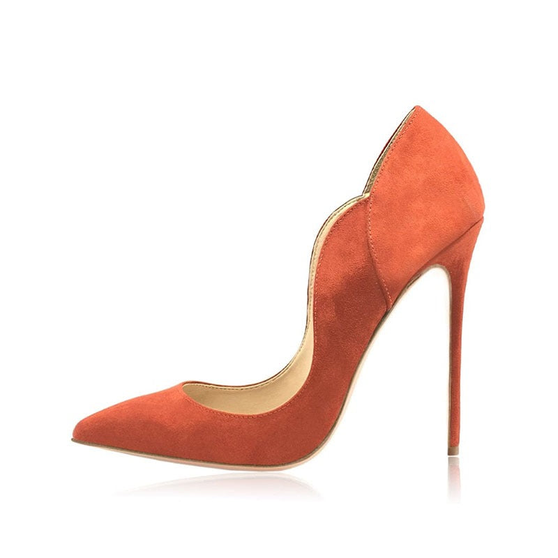 Pointed shallow cut hoodie, slim heel, ultra-high heel, sexy single shoe, color blocking women's shoes
