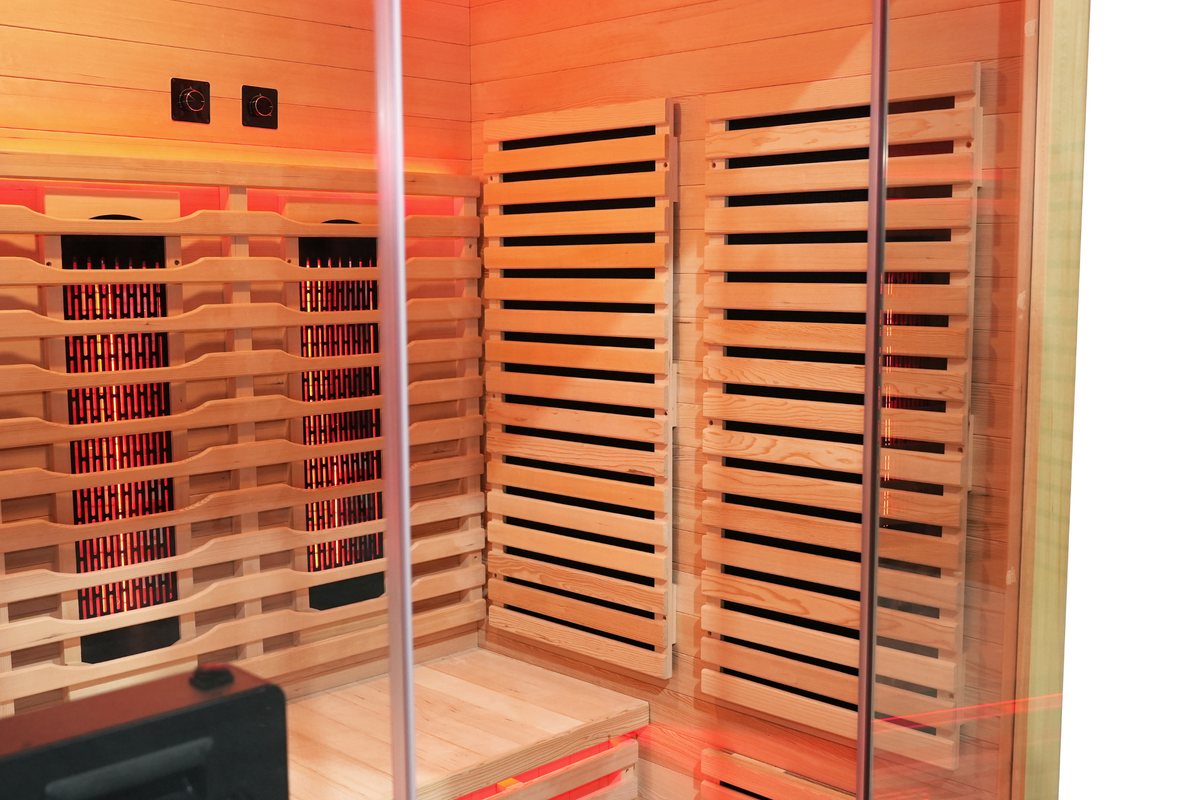 Blisspod | Venetian | Full Spectrum Indoor Premium Canadian Hemlock Ultra Low EMF Sauna | 11 Heaters | Chromotherapy & Reflexology | 3 Person