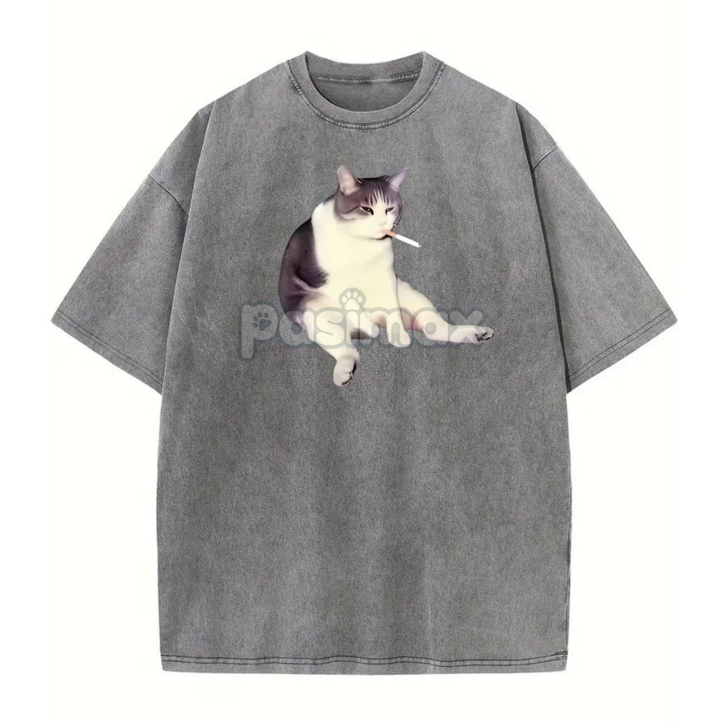 'Cat Smoke' Funny Animal Graphic Tee – Unisex Streetwear Cotton Comfort Shirt, Menswear Womenswear Cool Cat Tee