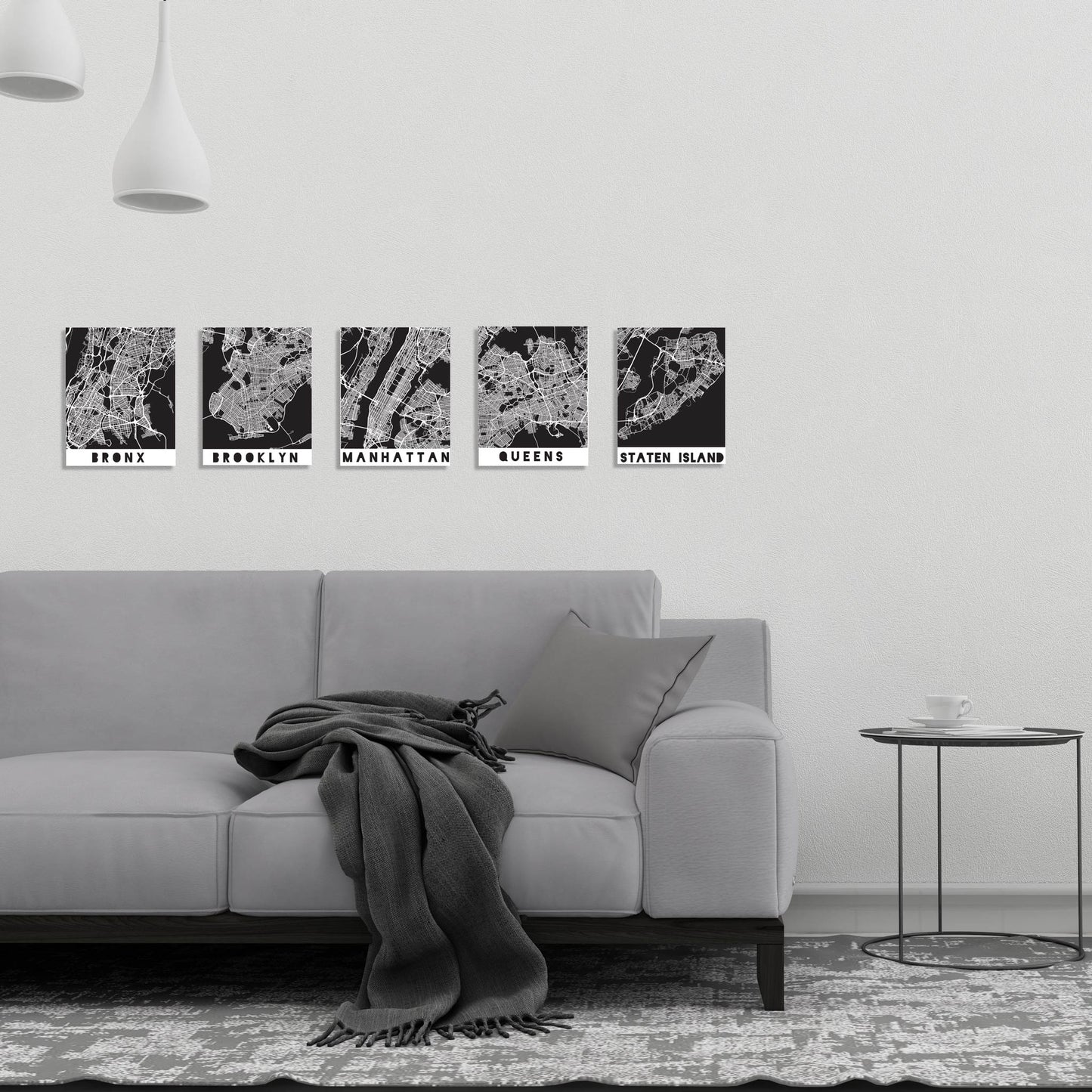 New York City Boroughs Wall Prints, Set of 6