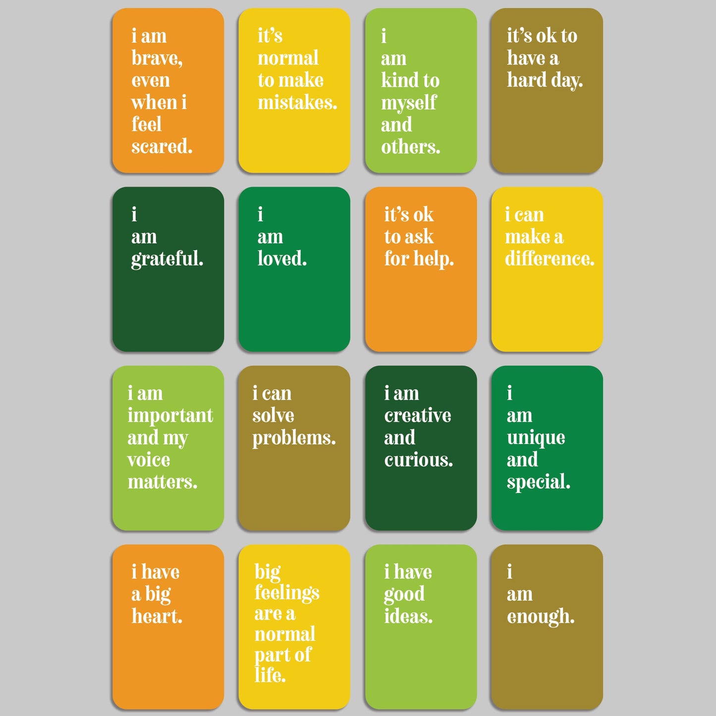 Mental Health Affirmation Cards for Kids, Deck of 16