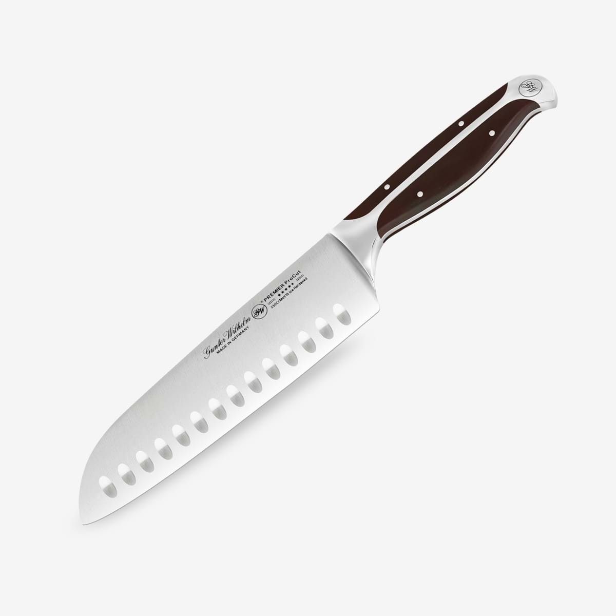 Gunter Wilhelm Premier Santoku Knife, 7 Inch | Dark Brown ABS Handle SKU: 30-315-0407-0