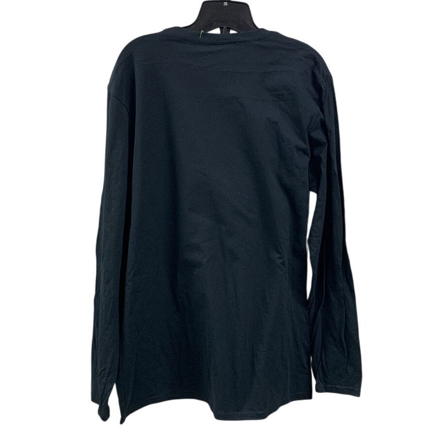 New Hand Printed Womens Large Black Ring My Bell Pepper Long Sleeve Tee Shirt