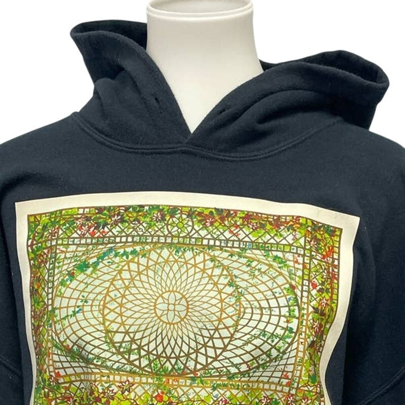 Hand Printed Upcycled Large Vintage Sunroom Ceiling Floral Sweatshirt Hoodie
