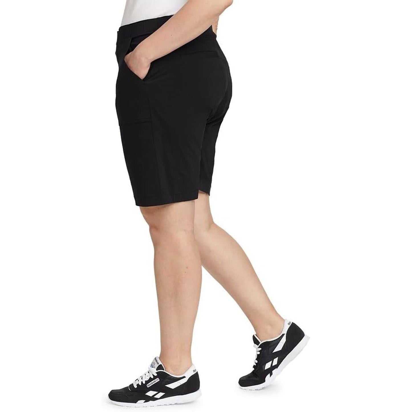 New Eddie Bauer Womens Size 16 Black High Rise Fitted Horizon Bermuda Shorts