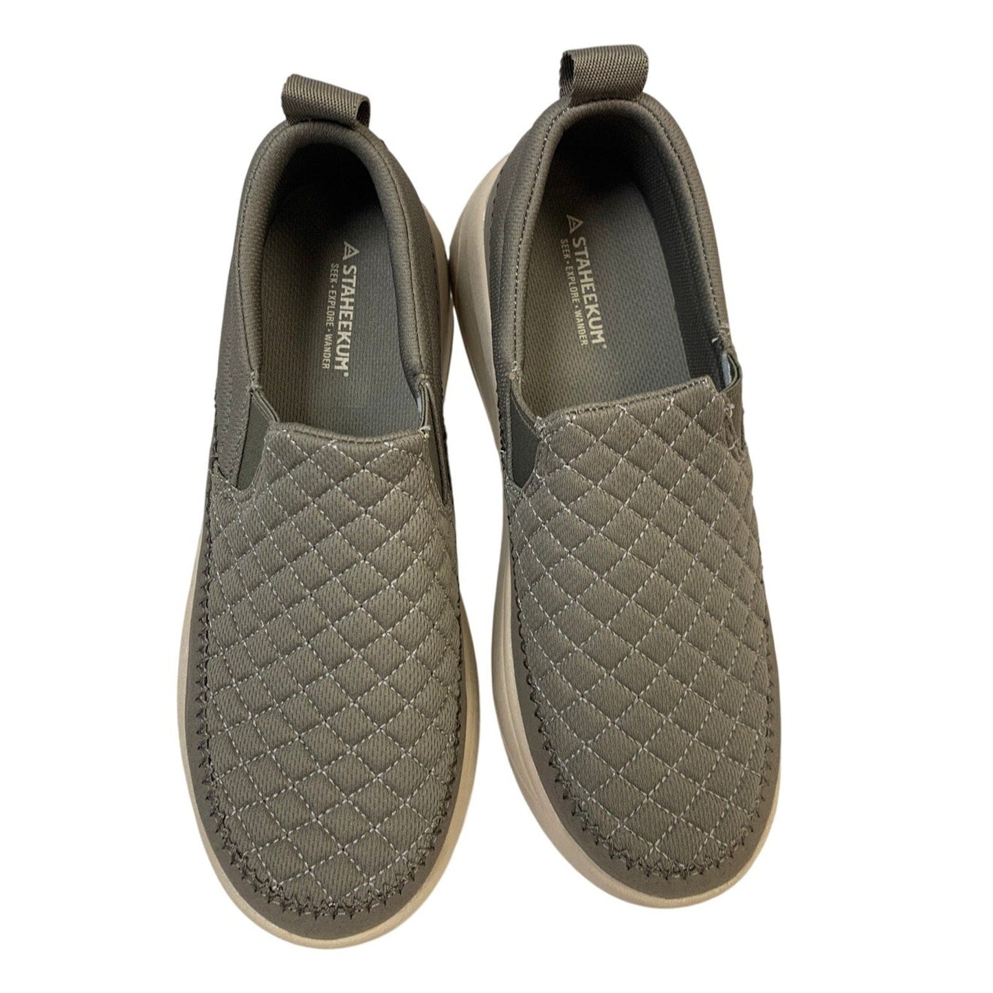 Staheekum Womens Size 7 Taupe Sneakers Quilted Slip On Round Toe Shoes