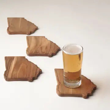 Georgia State Shape Wooden Coasters-0